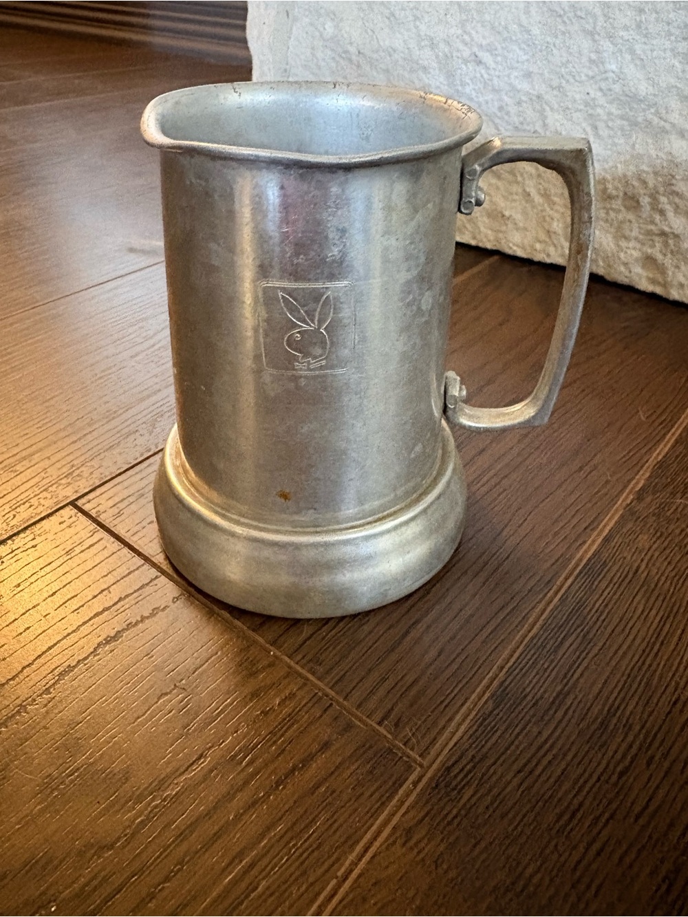 PLAYBOY aluminum -Style Tankard Mug with Logo - Silver Gray